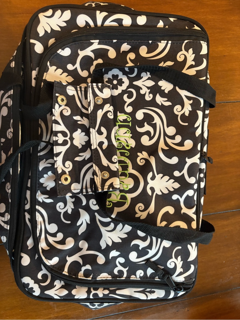 Black and White Scroll-Print Women’s Thermal casserole Bag